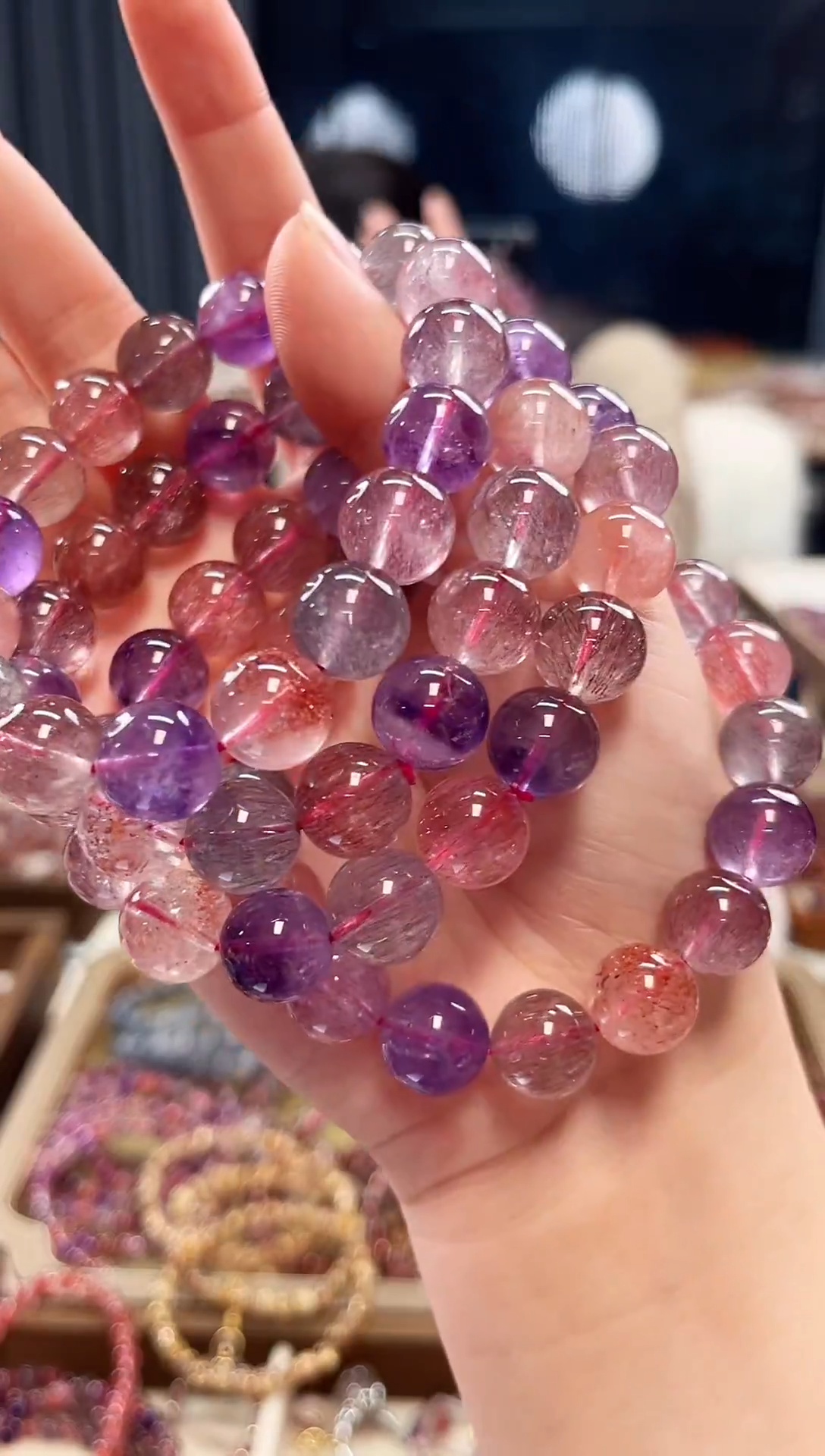 未镶嵌手串水晶彩超七单圈手串12mm【多样性发一】