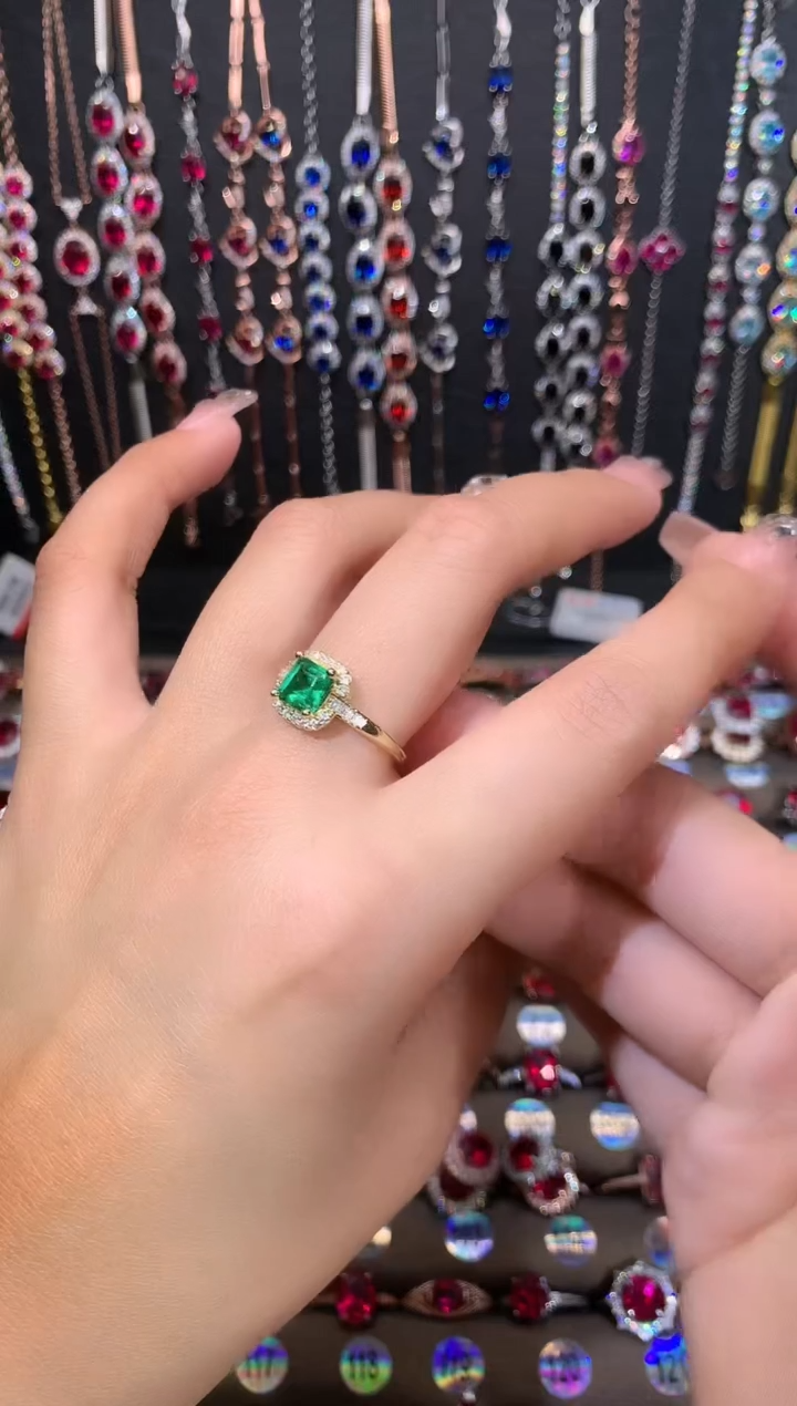 【闪购商品】透辉石戒指银S925镶嵌金色