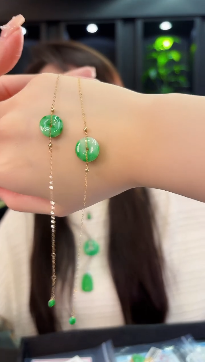 18K金镶嵌手链翡翠缅料A货/多样性发货/一件