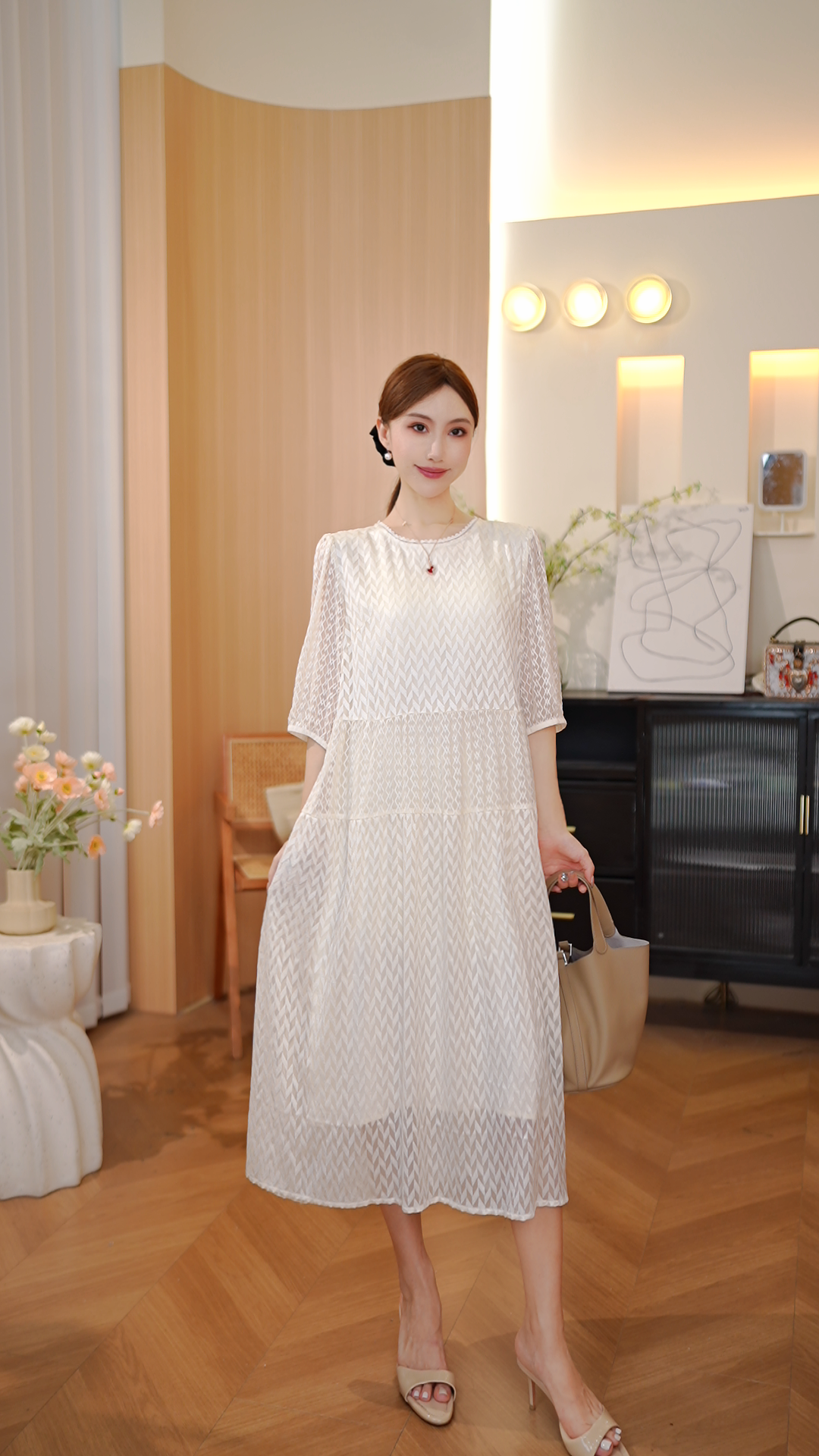 【DuShang】秋季高级感气质真丝桑蚕丝法式优雅连衣裙TG1450