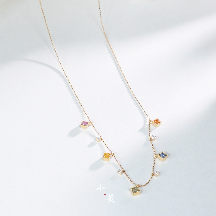 18K金彩蓝宝石满天星项链（多样性发）G80285