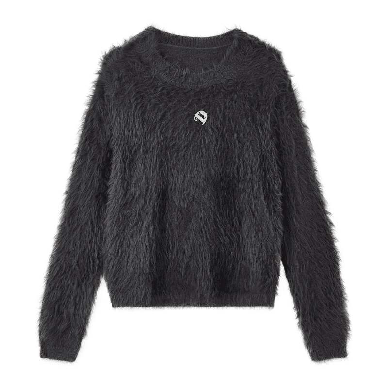 【达人专属】时尚拉毛温柔套头衫小香风气质上衣K11AZS8861