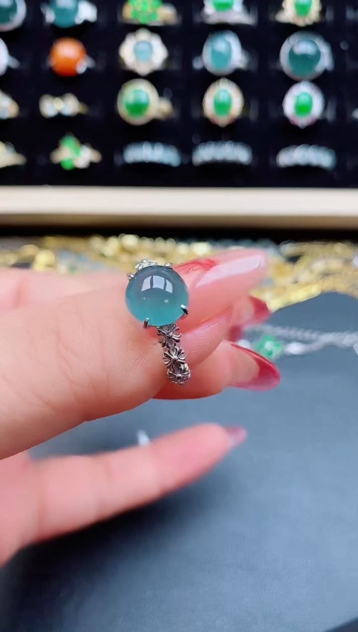 【闪购商品】翡翠戒指银S925镶嵌54075