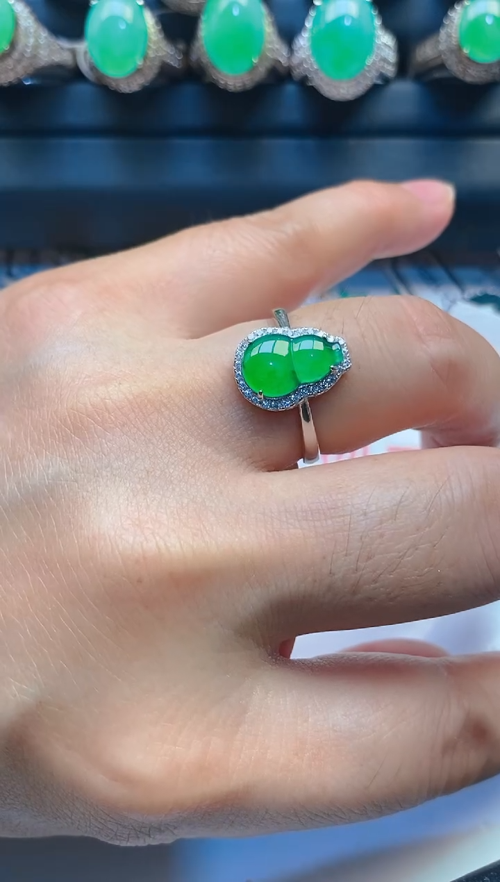 【闪购商品】翡翠耳饰银S925镶嵌天然A货翡翠1