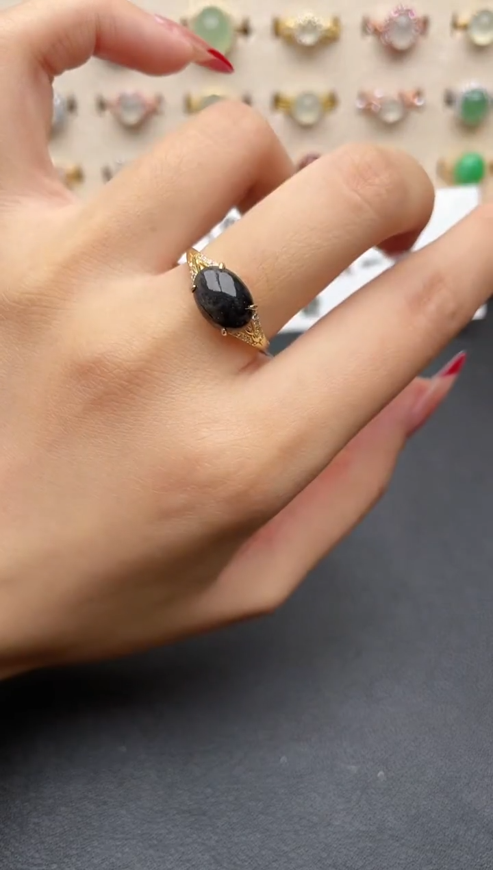 【闪购商品】翡翠戒指银S925镶嵌一物一证一礼盒