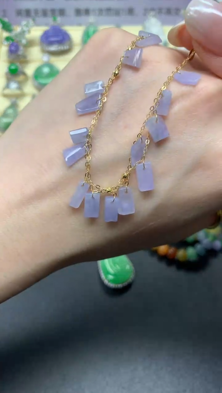 【闪购商品】翡翠手链18K金镶嵌手链|900+90