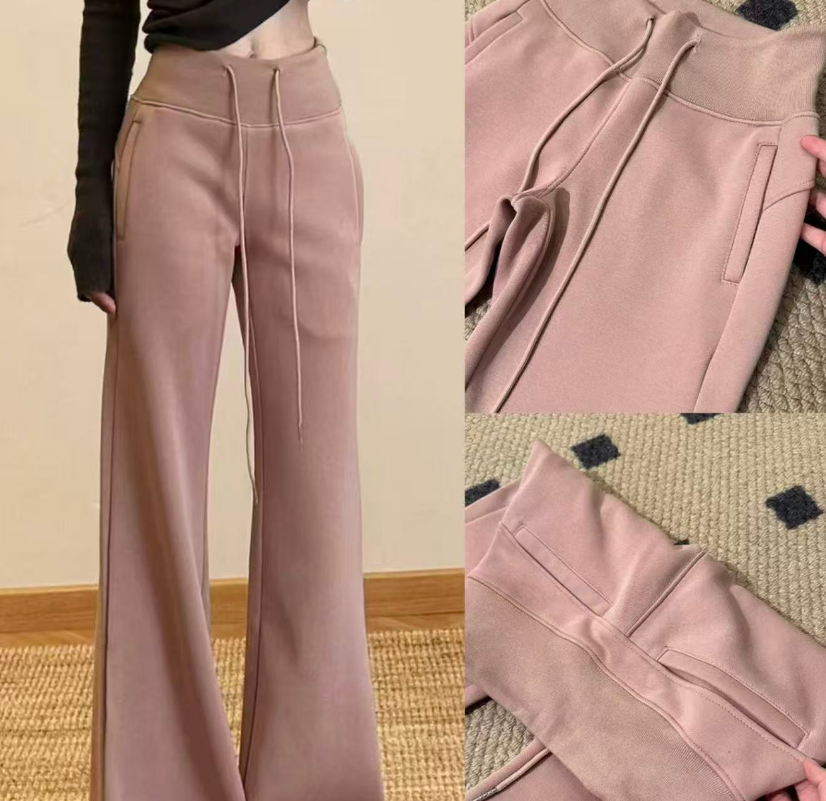 休闲喇叭裤秋冬微喇长裤高腰直筒裤运动风DY18