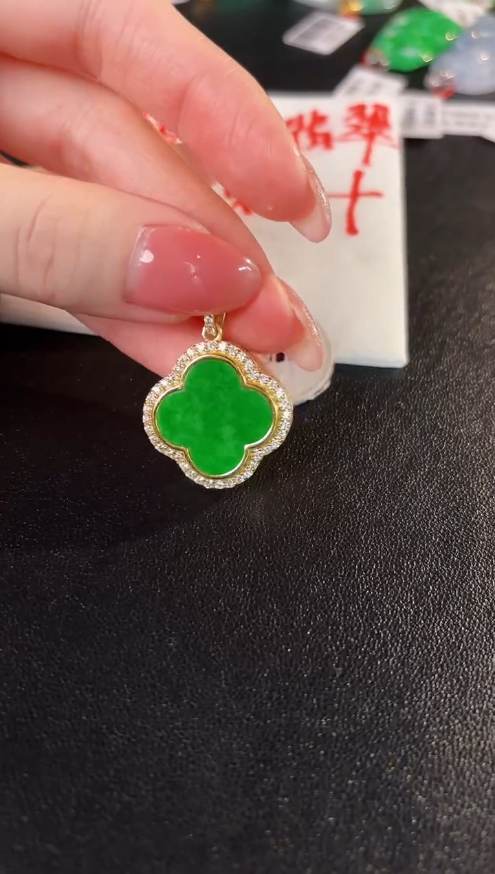 【闪购商品】翡翠颈饰银S925镶嵌缅料A货/支持复检/一件