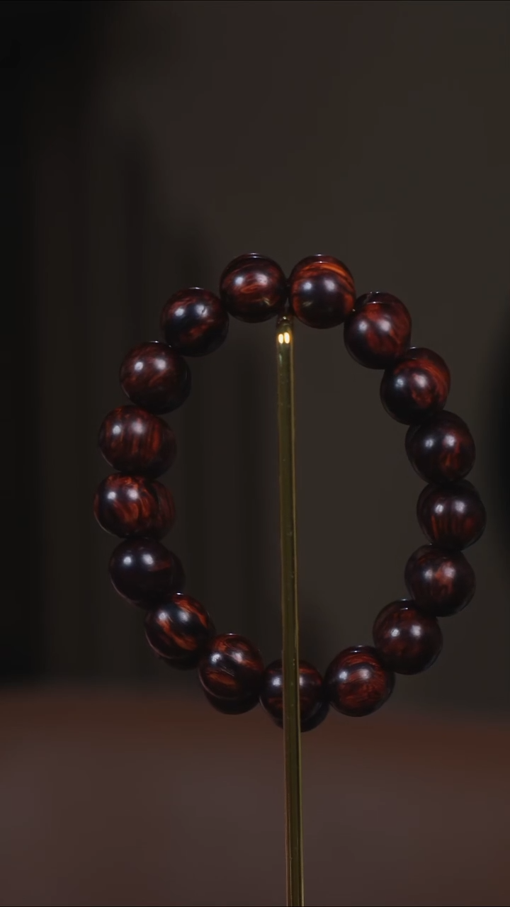 黄花梨/降香黄檀手串/手链SG034 海南红降12mm单圈 微瑕