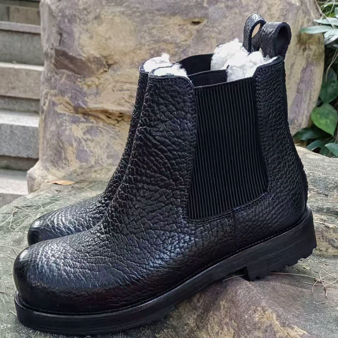 厚底中帮欧美风马丁靴圆头耐磨植鞣沙漠靴短筒