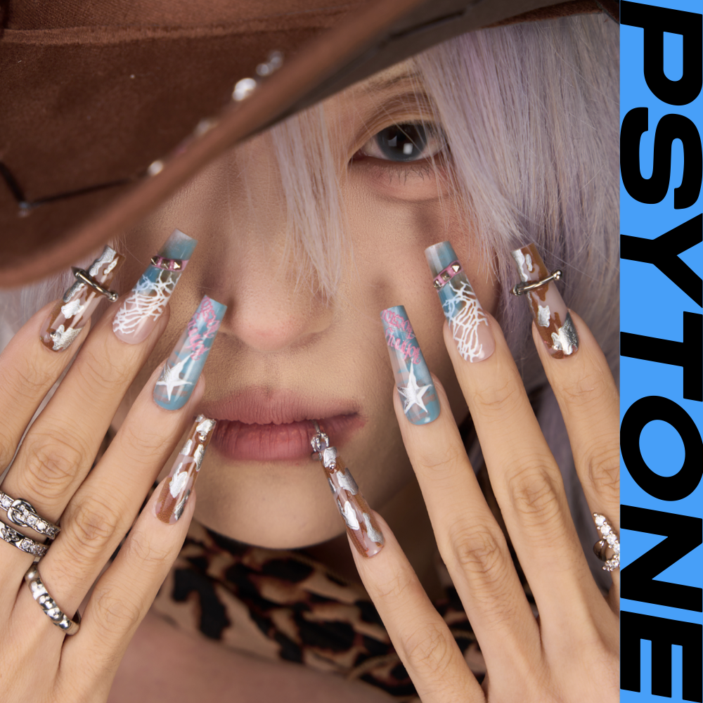 幻调星际牛仔Space Cowboy | 蓝色晕染牛仔纹穿戴甲