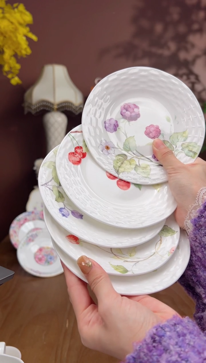 【闪购商品】瓦当浆果藤编6寸点心盘一套5个装