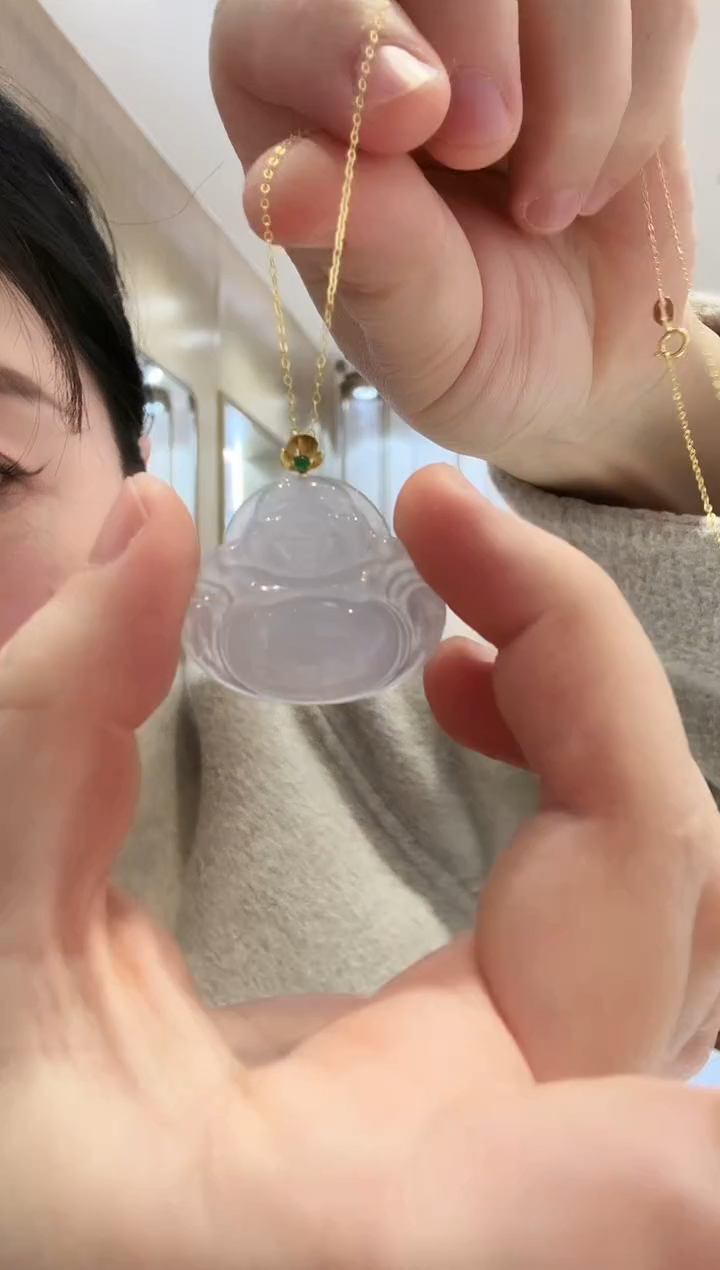 吊坠(不含链)18K金镶嵌翡翠【6】黄扣头 29.9*29.6*5.9