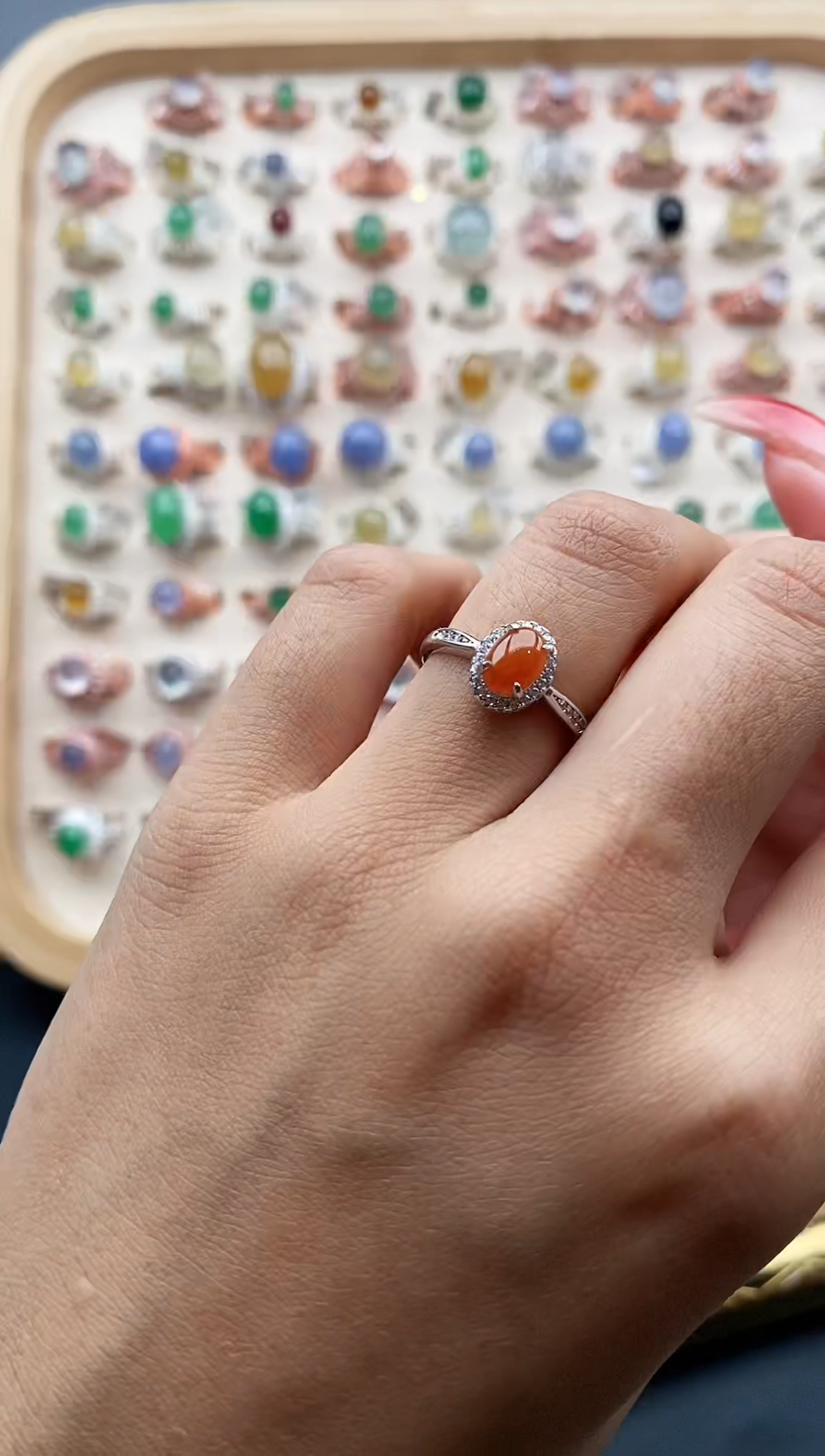 【闪购商品】翡翠戒指银S925镶嵌缅甸A货天然翡翠333  3+1