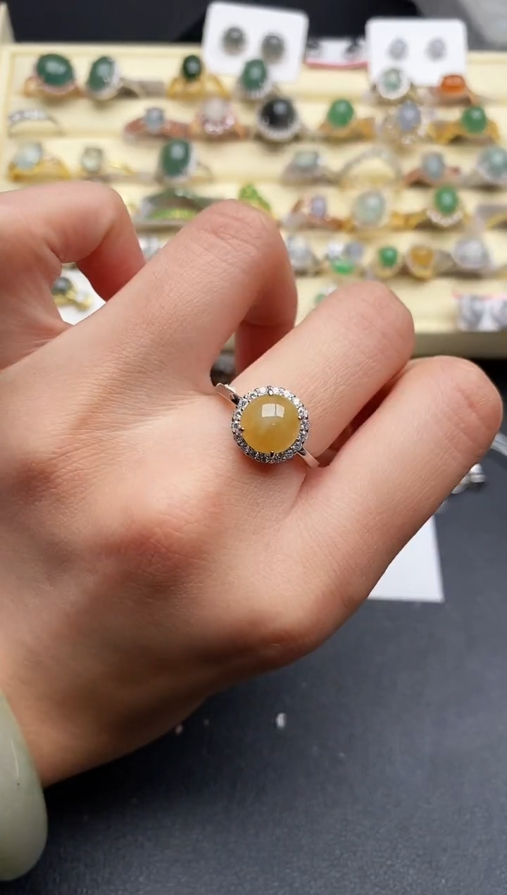 【闪购商品】翡翠戒指银S925镶嵌666666666+9