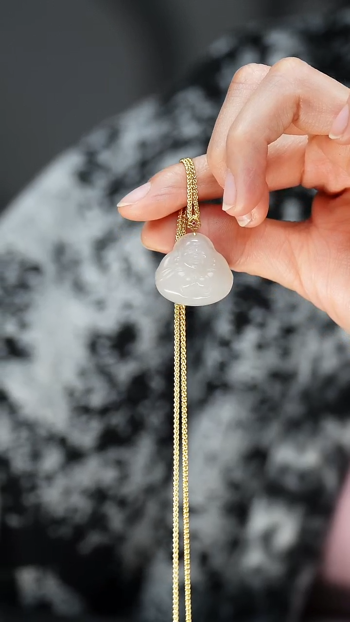 吊坠(赠链)18K金镶嵌和田玉1