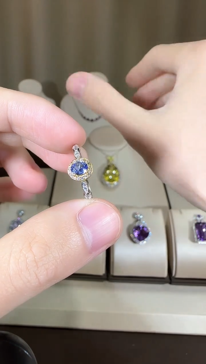 【闪购商品】坦桑石戒指银S925镶嵌6mm