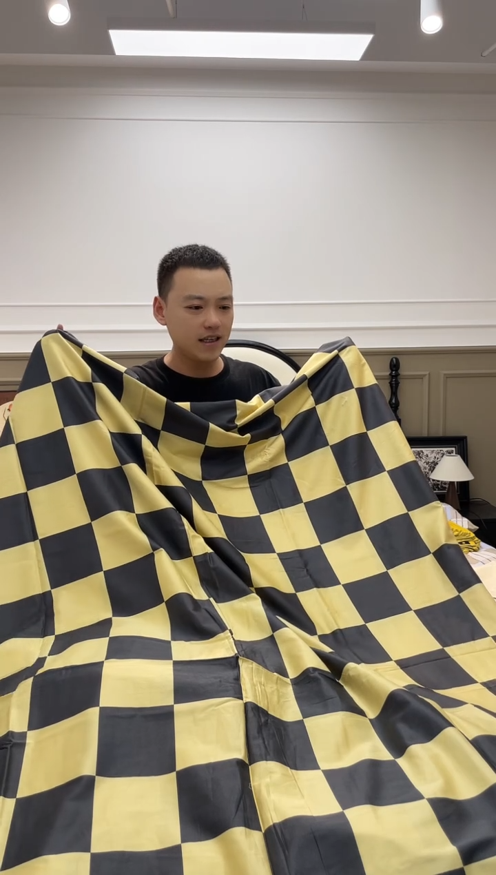 棉黄色格子单被套