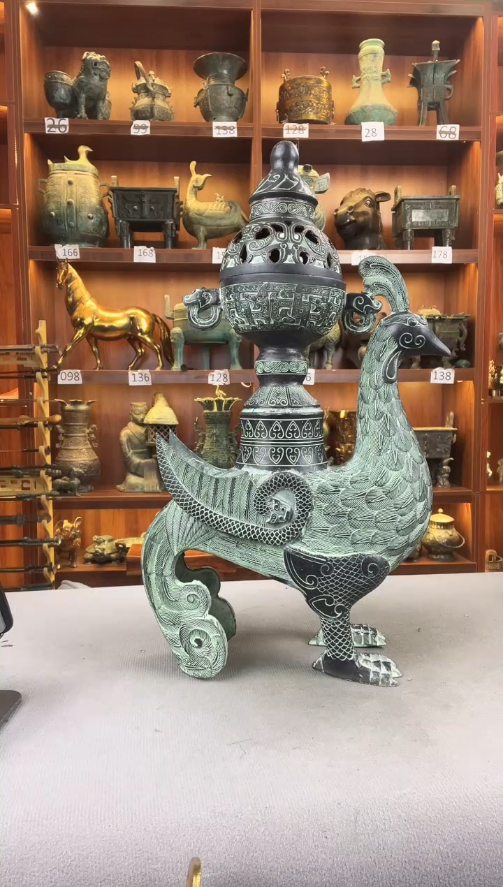 合金凤凰香炉456789