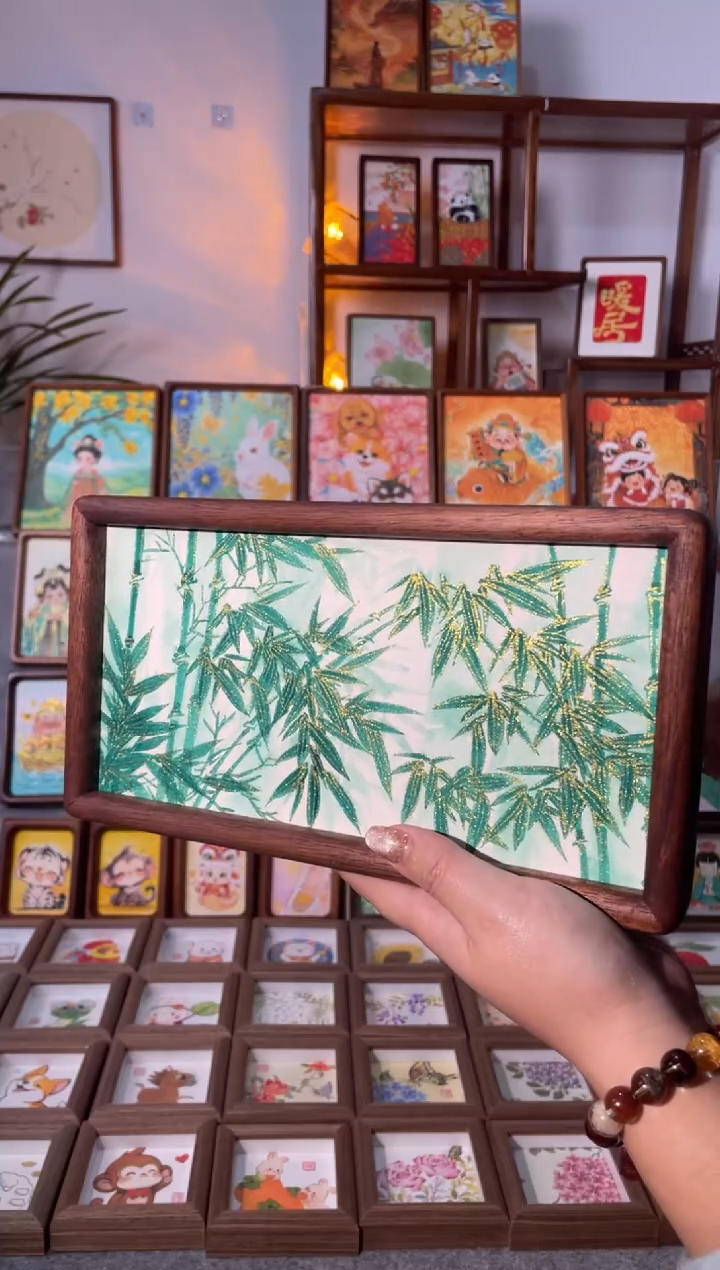 【闪购商品】国画【翠金竹】纯手绘国画摆台