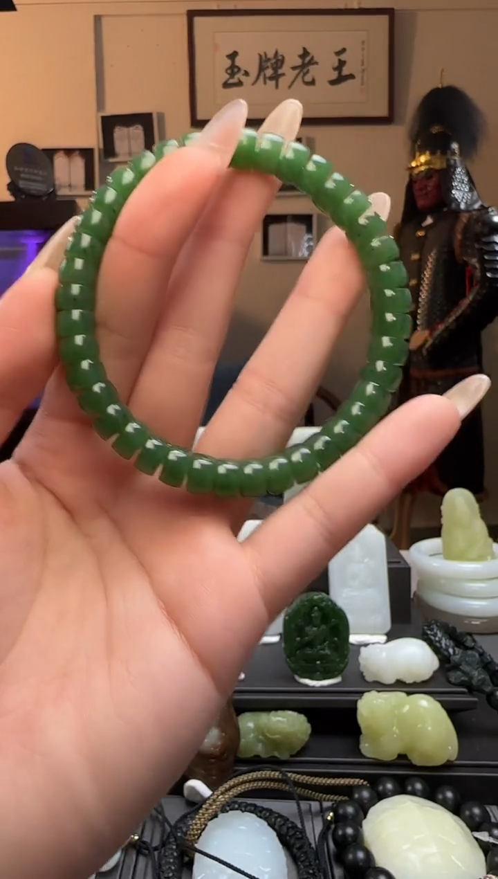 【闪购商品】和田玉碧玉药片未镶嵌手串