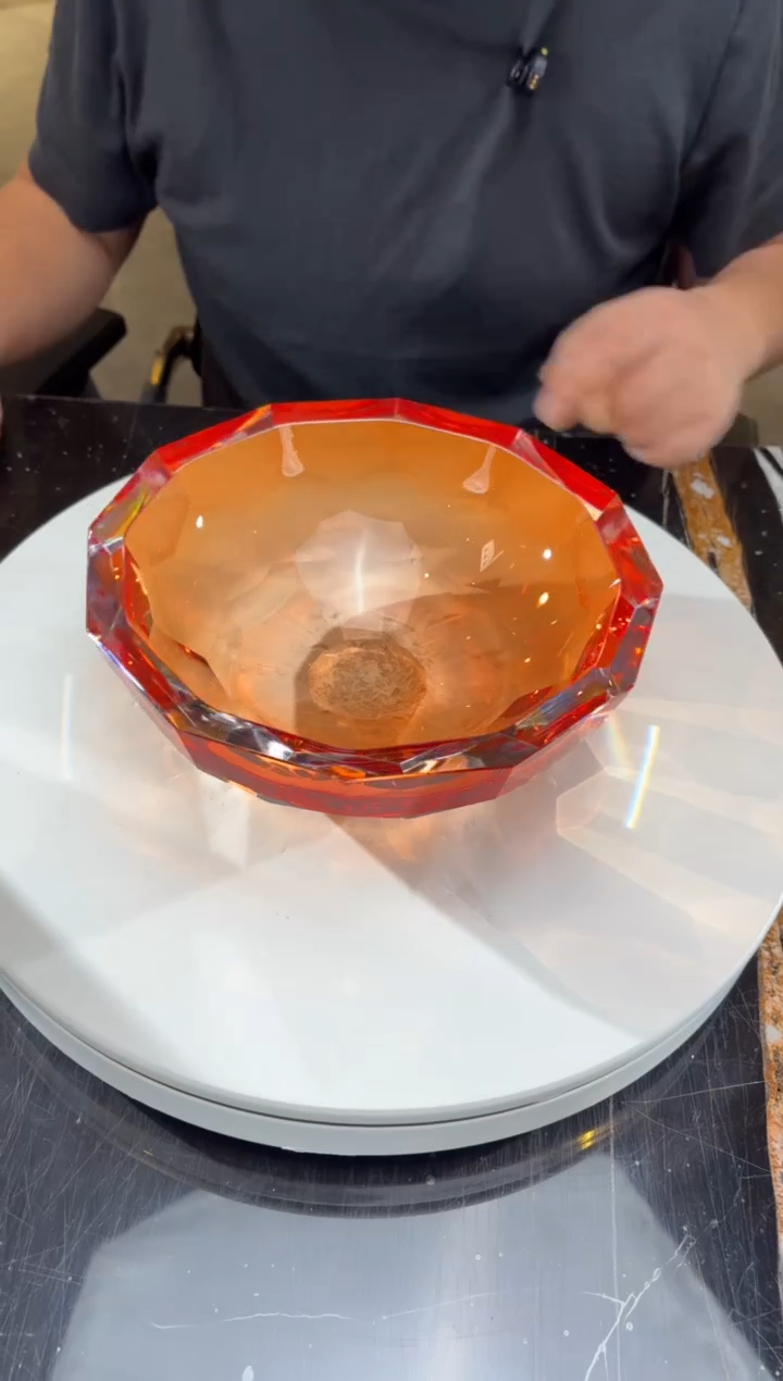 摆件CS0101001-1橙红色刻面小果碗