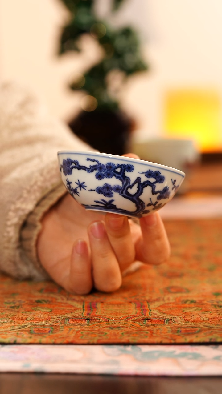 【闪购商品】松风馆青花松竹梅普尔杯