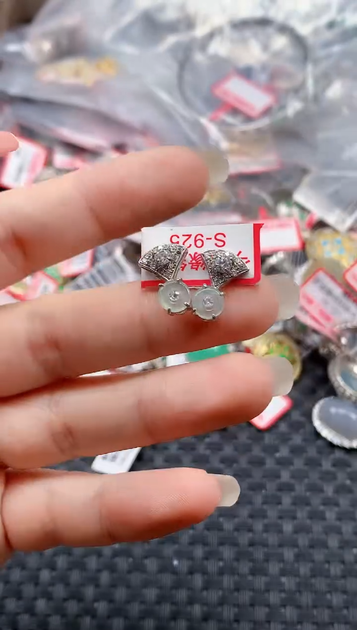 银S925镶嵌戒指翡翠天然A货缅甸翡翠