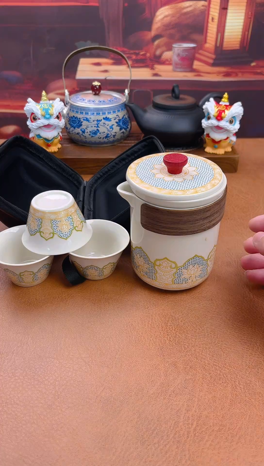 陶瓷茶具摆件旅行套组