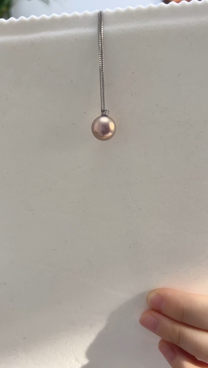 吊坠(不含链)18K金镶嵌淡水珍珠快***妈11-12紫色王菲吊坠