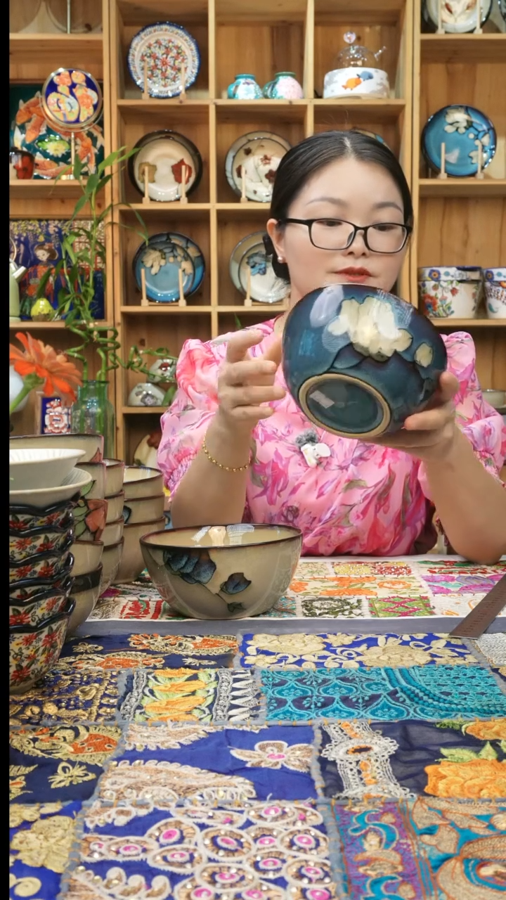 瓷片小可高温陶瓷一组面碗两只