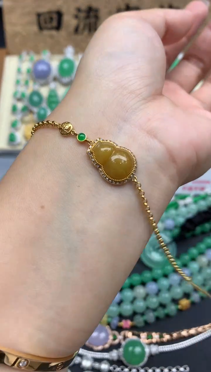 【闪购商品】翡翠手串18K金镶嵌377-中国好珍宝