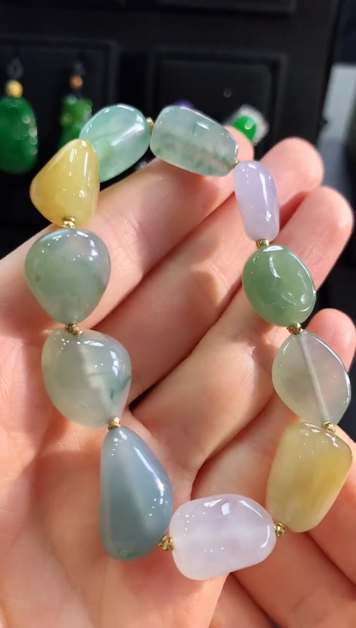 【闪购商品】翡翠手链18K金镶嵌手链