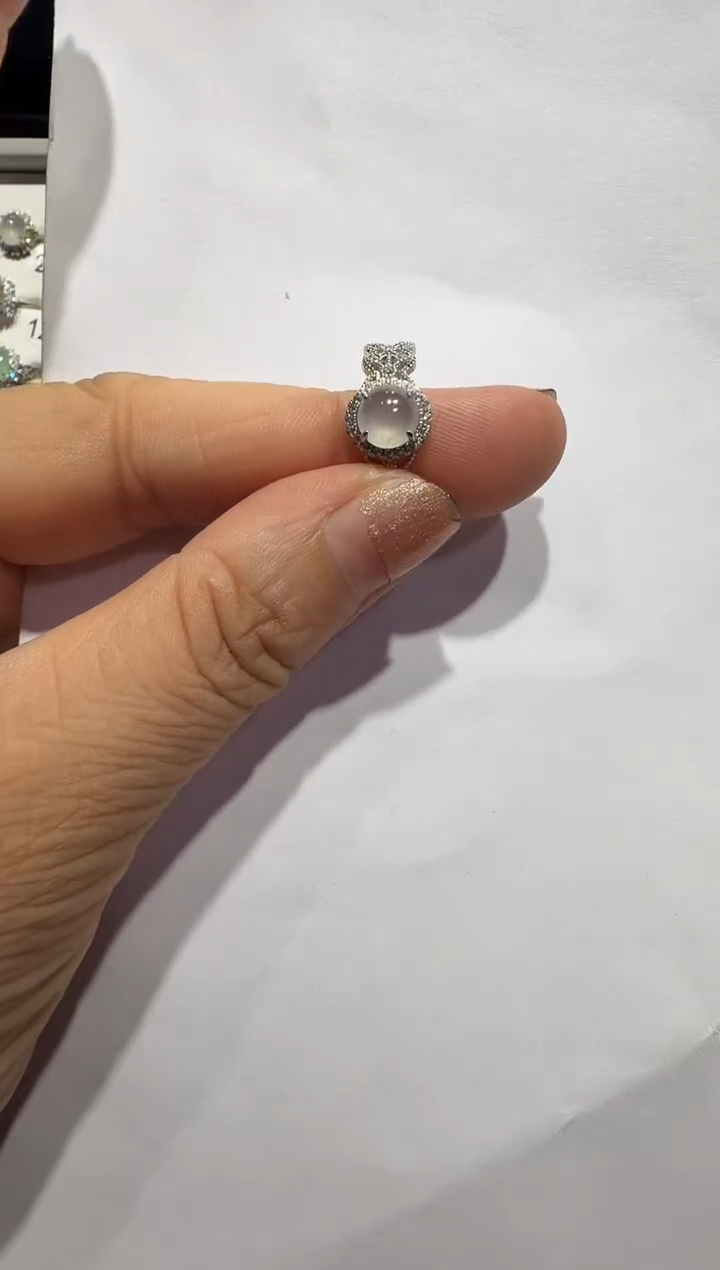 银S925镶嵌戒指翡翠925银镶翡翠戒指镶嵌104