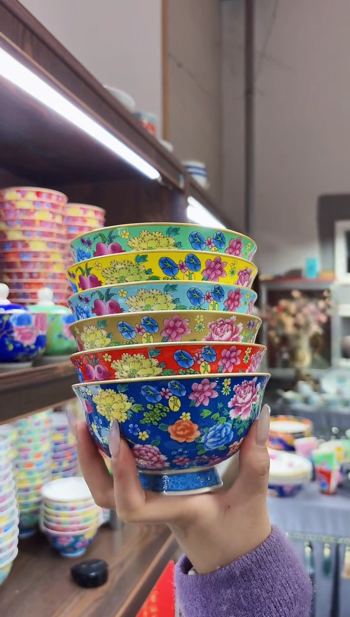 珐琅 5英寸饭碗6个景德镇餐具  