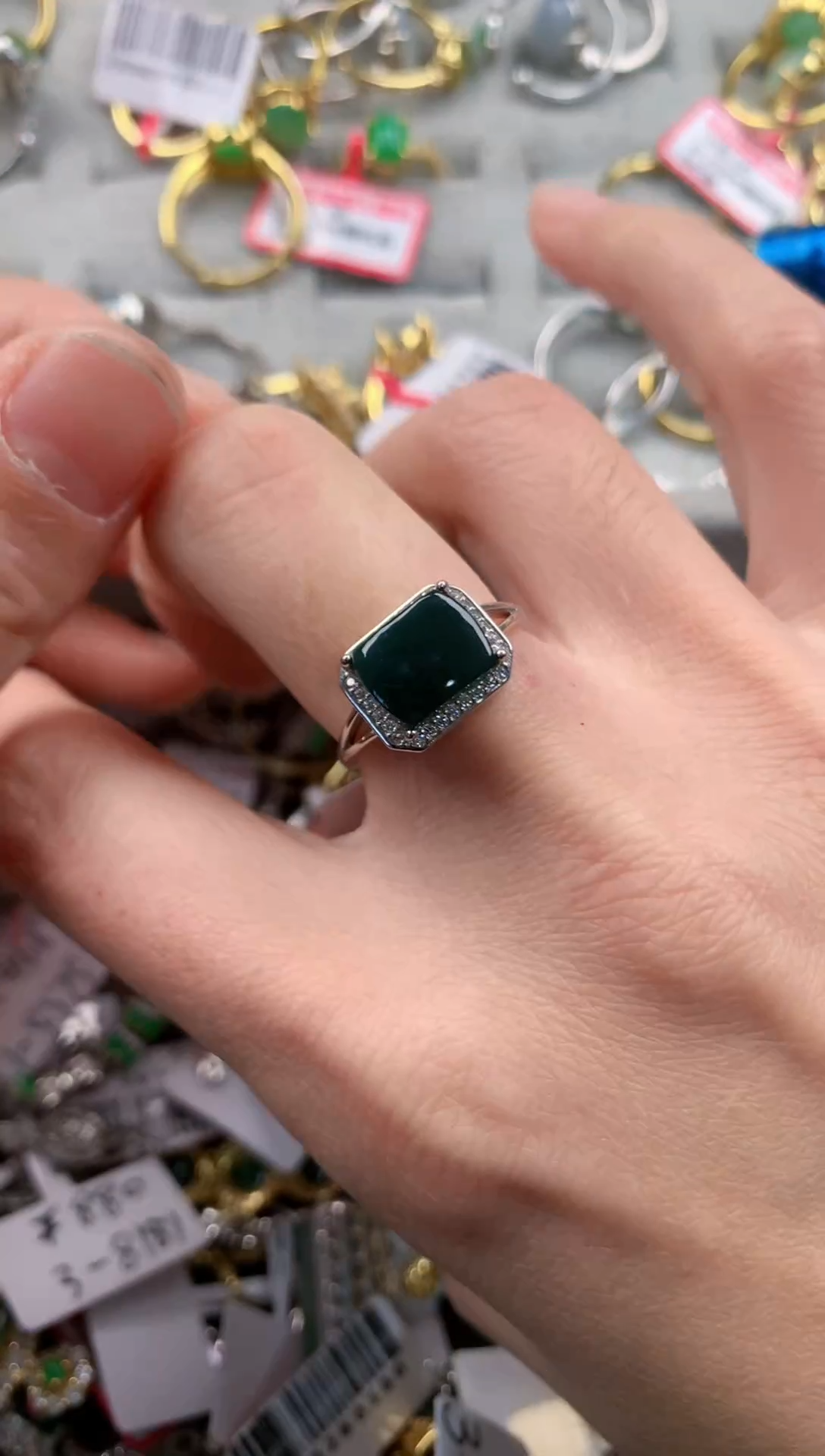 银S925镶嵌戒指翡翠333   9