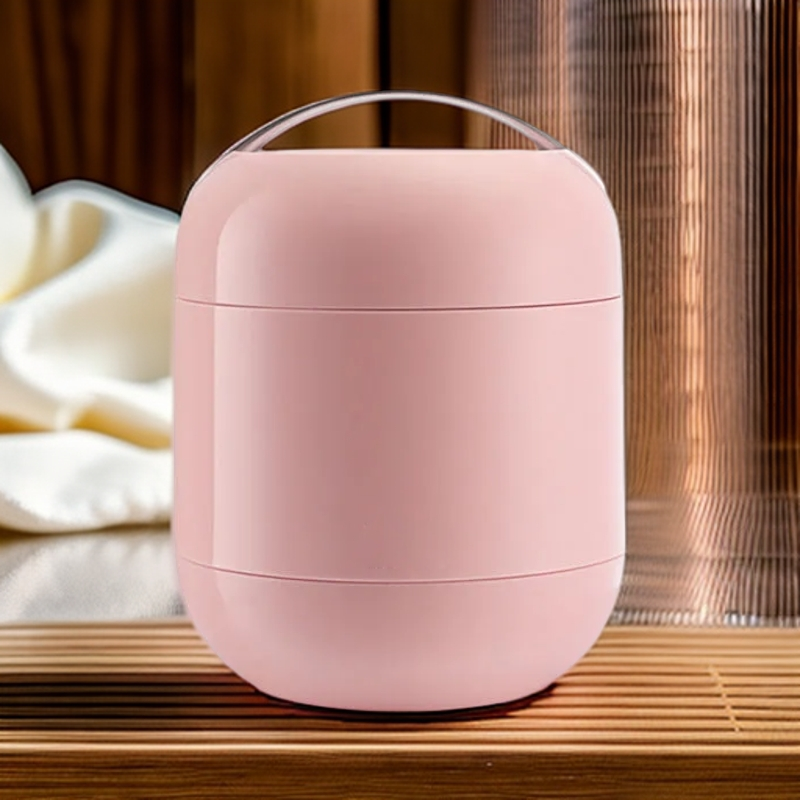 1L保温饭盒桶可微波炉加热上班族专用圆形便当盒焖烧杯提锅F146