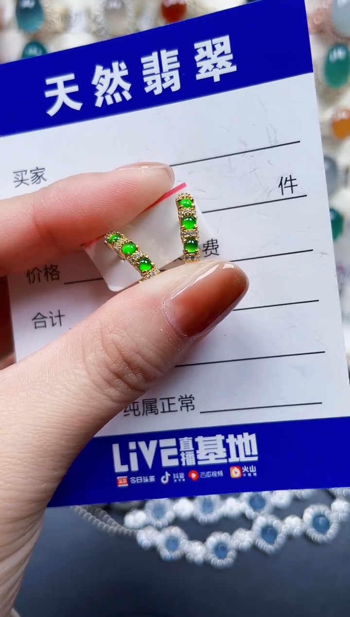 银S925镶嵌翡翠耳饰222