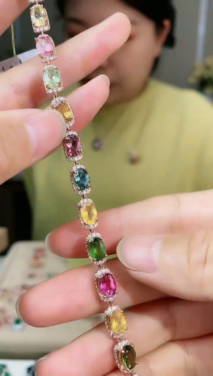 【闪购商品】碧玺手链银S925镶嵌手链