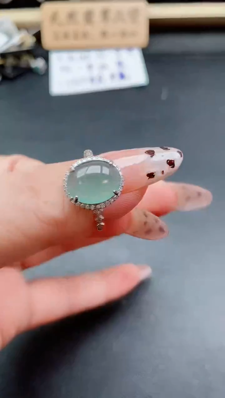 银S925镶嵌戒指翡翠1