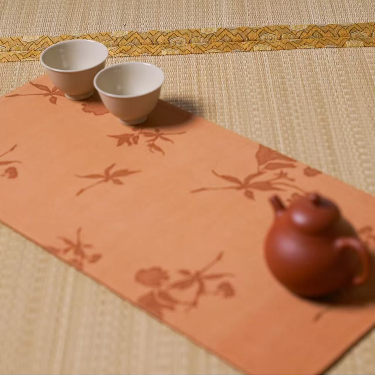 双面真丝红云纱茶席【红云纱】