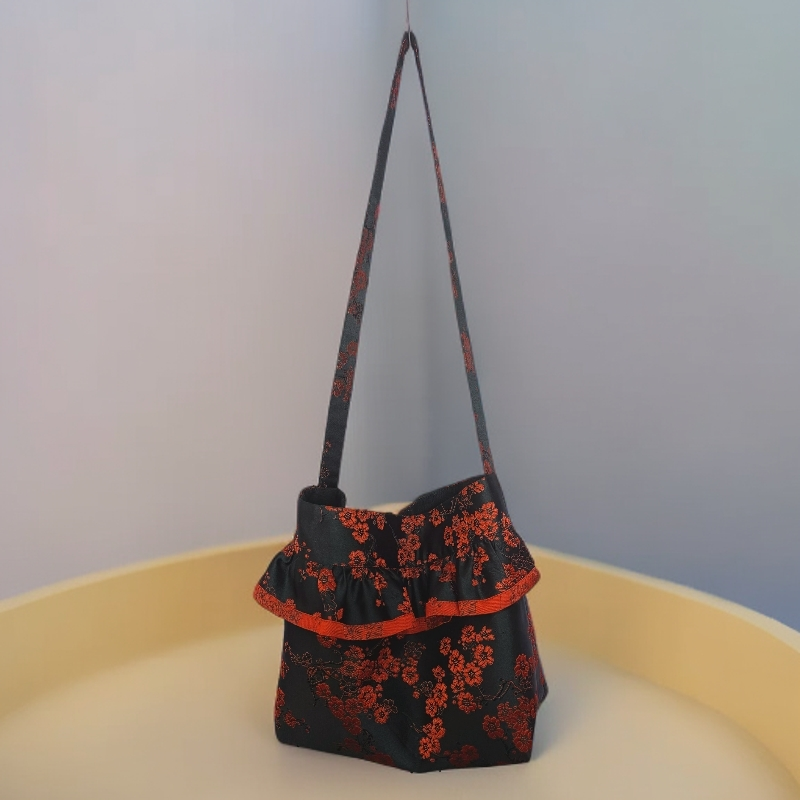 便携印花单肩防水一体款编织布包单肩包软面