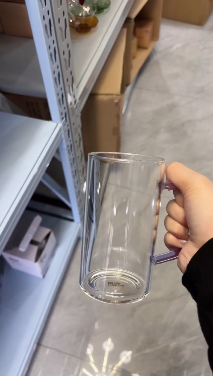 手工艺品玻璃风谜浅紫色绿茶杯