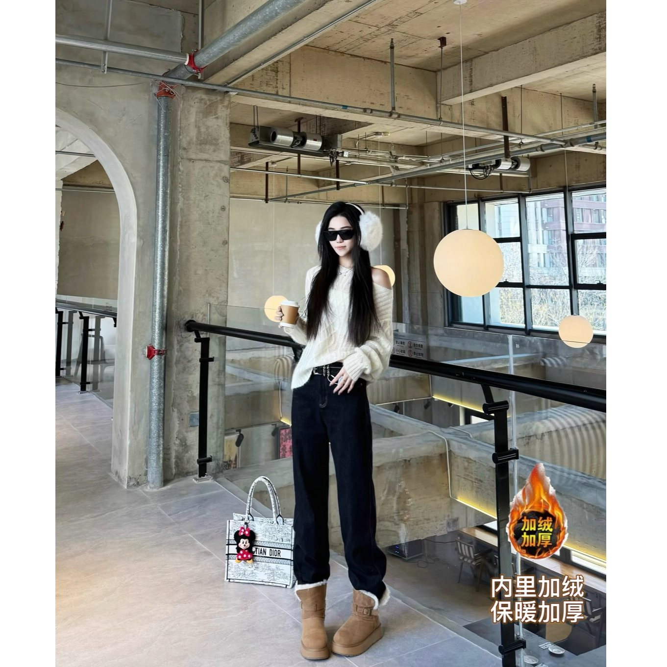 猫猫家加长女裤秋冬高货原色阔腿牛仔裤窄版