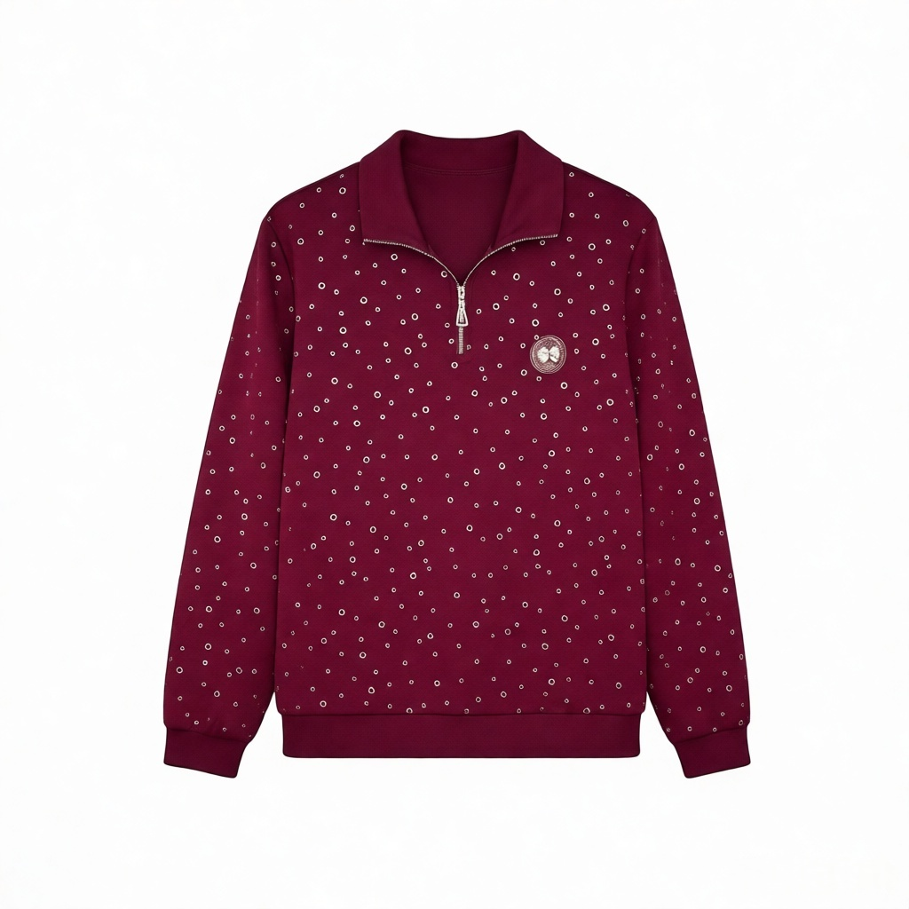 秋冬新款百搭宽松休闲波点时尚长袖翻领女装大码上衣85817