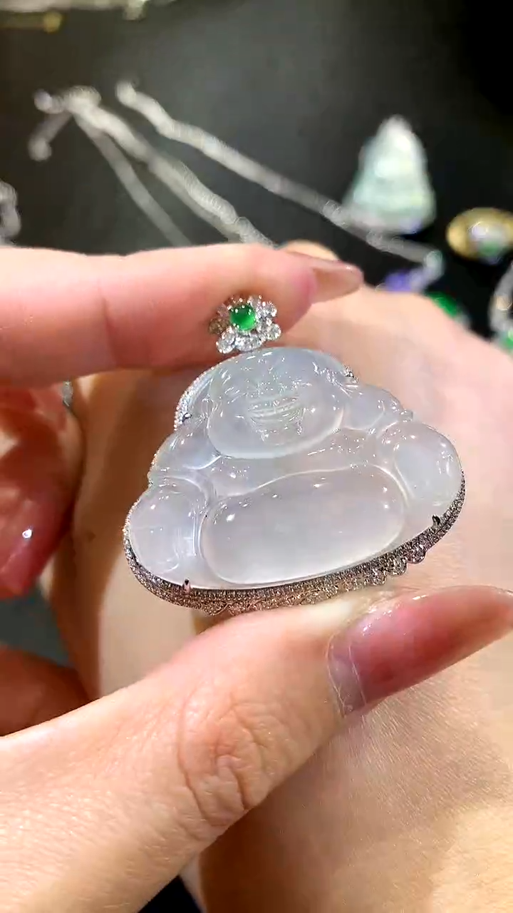 【闪购商品】翡翠吊坠(不含链)18K金镶嵌124-佛公（多样性发货一件