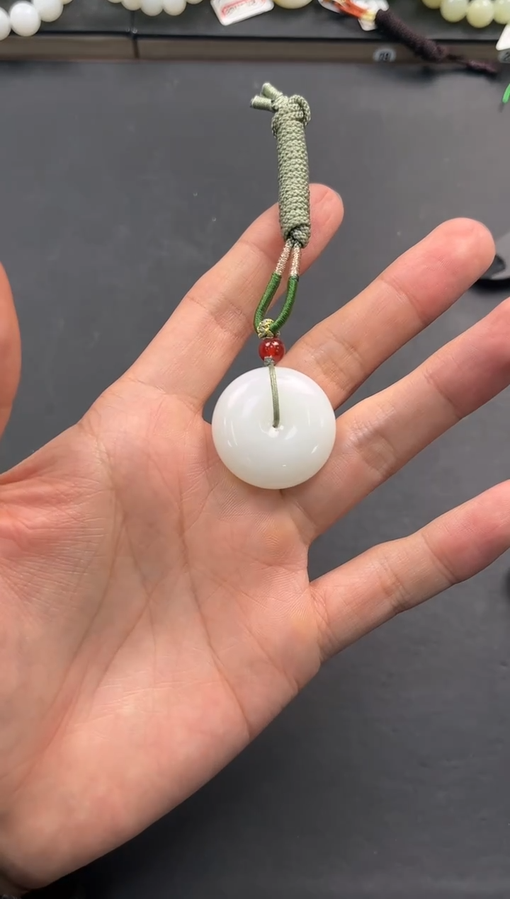 未镶嵌手串和田玉且末天泰白玉平安扣微色差