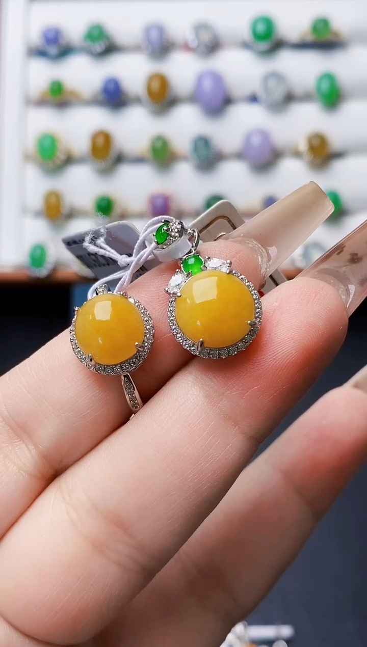 银S925镶嵌戒指翡翠0473