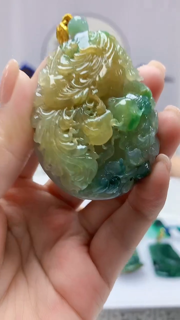 【闪购商品】定制翡翠未镶嵌4812ms-毛货68凤凰赠珠链