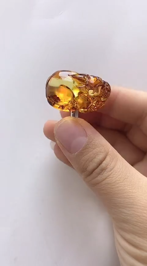 【闪购商品】琥珀裸石银S925镶嵌琥珀戒指